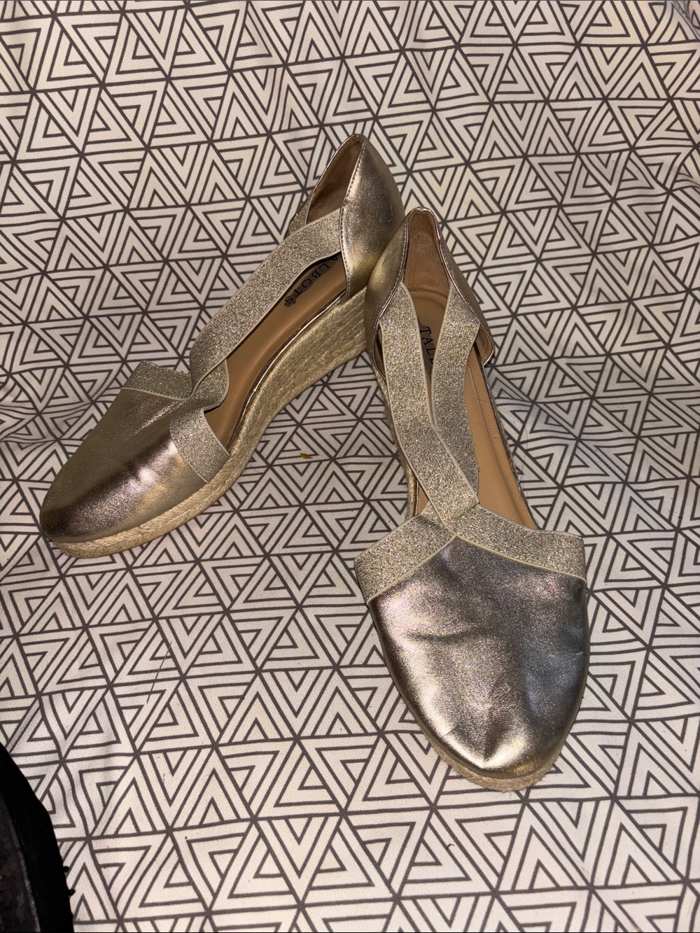 Talbots Metallic Gold Espadrille Wedge Sandals